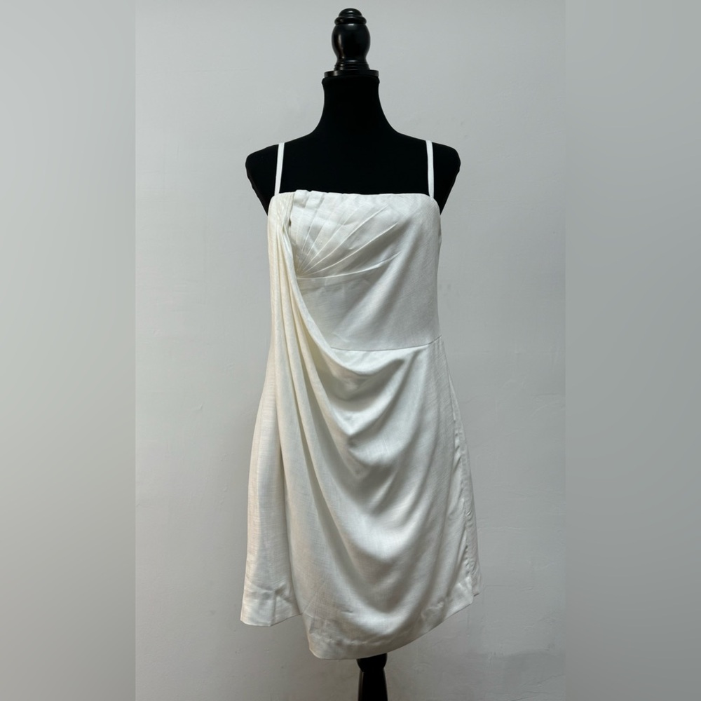 EUC BCBGMAXAZRIA Runway Woven Off White Dress Sz 12